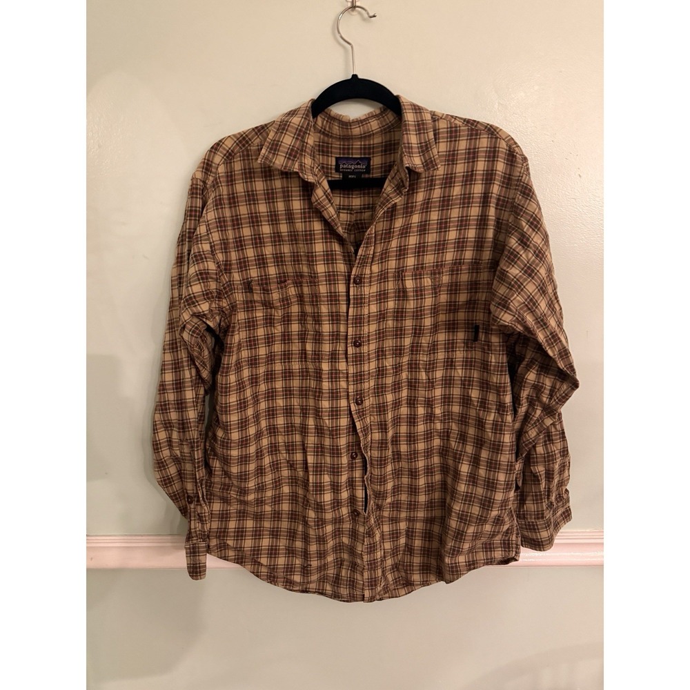 Patagonia Medium Organic Cotton Collared Plaid Button Up‎ Shirt Gorpcore